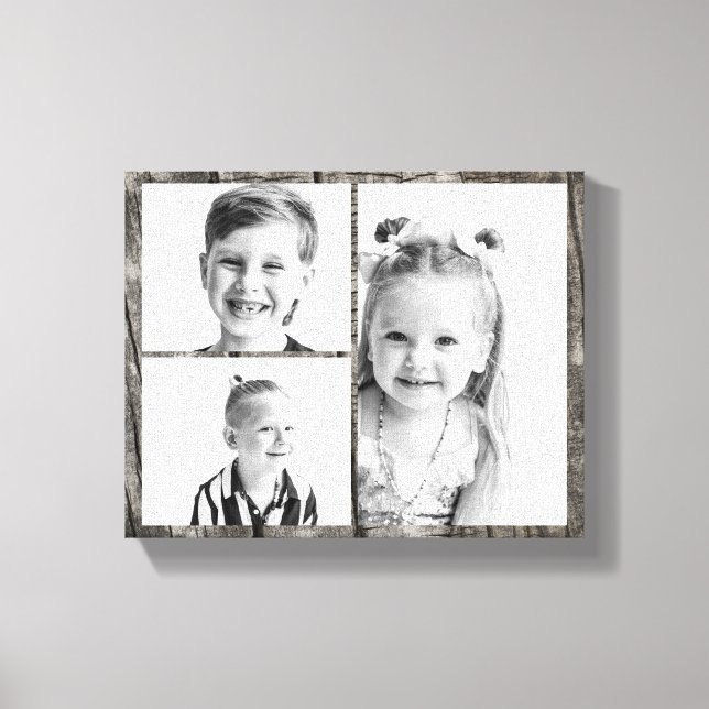 Photo Collage Dark Wood  Canvas Print (Front)