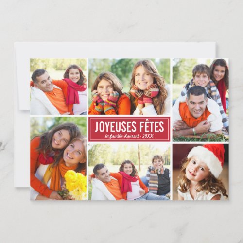 Photo Collage de Nol Carte de Voeux  en Rouge Holiday Card