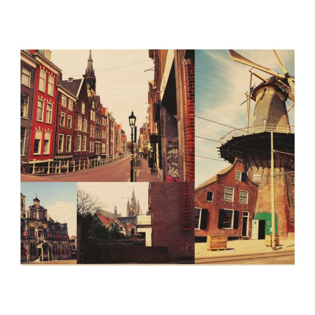 Photo collage Delft 1 Wood Wall Decor (Front)