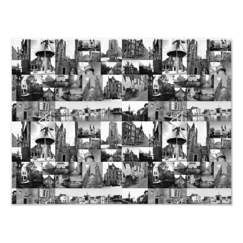 Photo collage Delft 6 in black and white