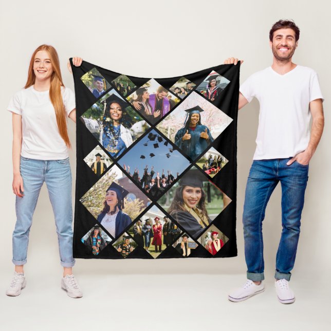 Photo Collage Diagonal Template w/ 17 images Fleece Blanket (In Situ)