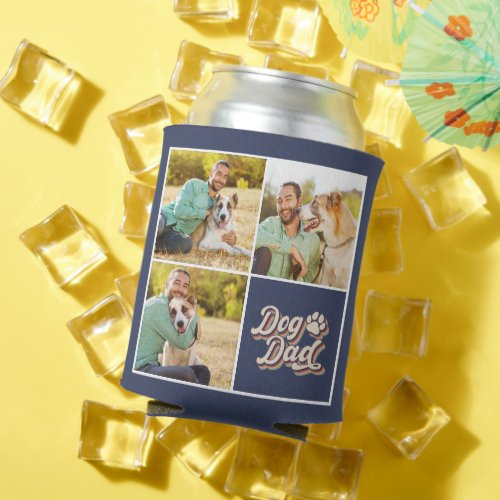 Photo Collage  Dog Dad Paw Print Can Cooler