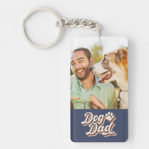 Photo Collage  Dog Dad Paw Print Keychain