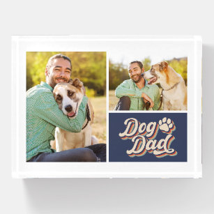 Photo Collage   Dog Dad Paw Print Paperweight