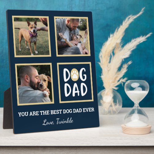 Photo Collage Dog Dad Paw Print Plaque