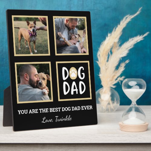 Photo Collage Dog Dad Paw Print Plaque