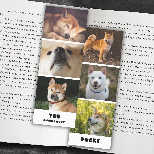 Photo Collage Dog Name And Quote Keepsake Bookmarks (Creator Uploaded)