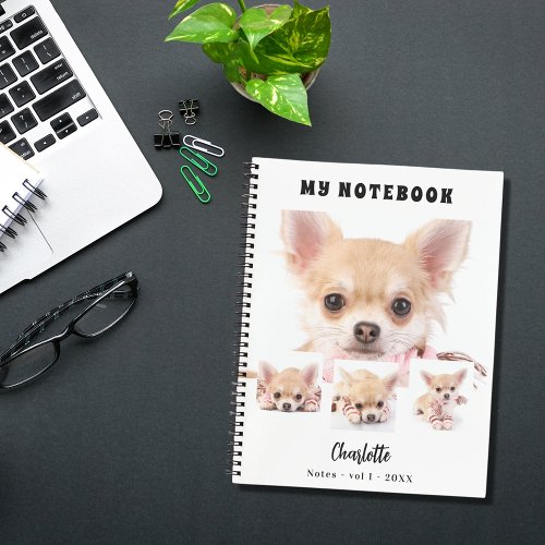 Photo collage dog pet girl white notebook