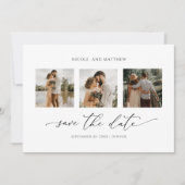 Photo Collage Elegant Minimalist Monogram Wedding Save The Date (Front)