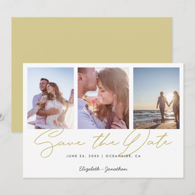 Photo Collage Elegant Modern Wedding Save the Date Invitation (Front/Back)