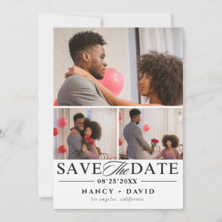 Photo Collage Elegant Script Wedding Save The Date