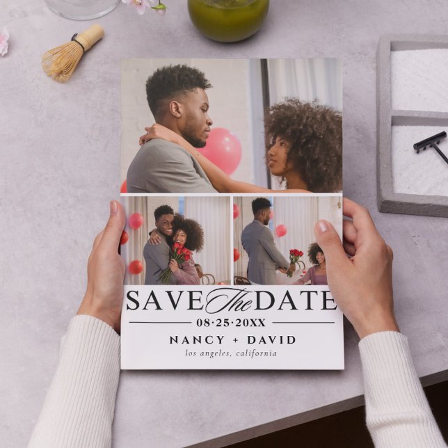 Photo Collage Elegant Script Wedding  Save The Date (Creator Uploaded)
