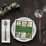 Photo collage emerald green birthday party napkins<br><div class="desc">For a 50th (or any age) birthday,  celebrating his/her life with a collage of 6 of your high quality photos of her,  her friends,  family,  interest or pets.  Personalize and add a name,  age,  date.    A stylish emerald green background,  white text.</div>