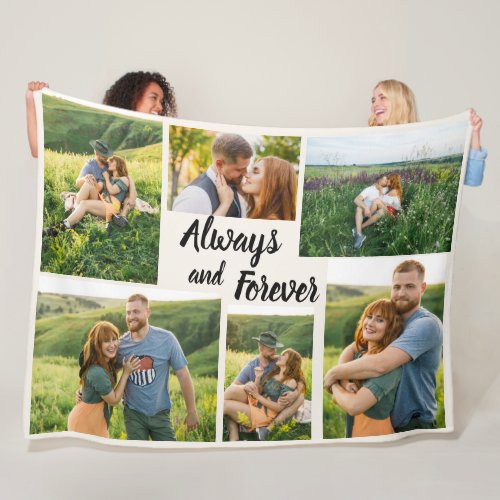 Photo Collage Engagement Newlywed Always Forever Fleece Blanket