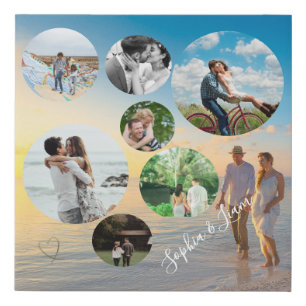 Photo Collage Engagement Wedding Memories Faux Canvas Print