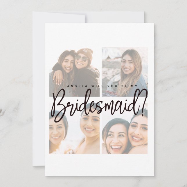 Photo collage faded bridal proposal Card (Front)