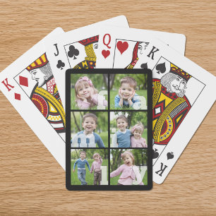 Photo Collage Family 6 Pictures Custom Color Poker Cards