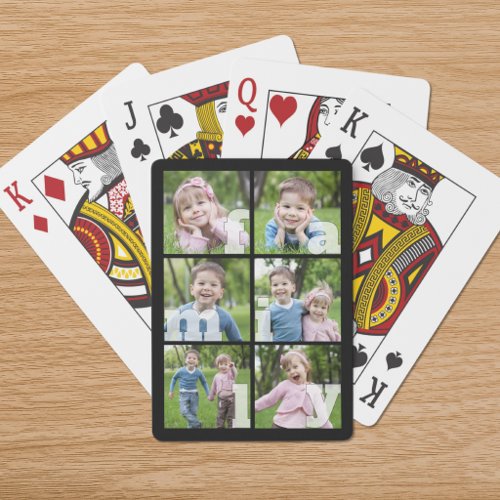 Photo Collage Family 6 Pictures Custom Color Poker Cards