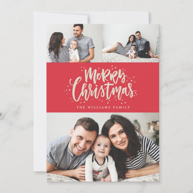 Photo Collage Family Holiday Photo Card (Front)