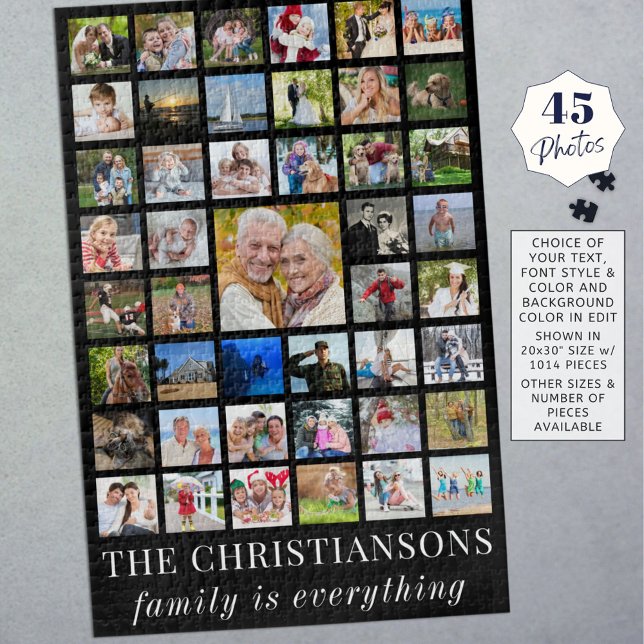 Photo Collage FAMILY IS EVERYTHING Black Jigsaw Puzzle (Creator Uploaded)