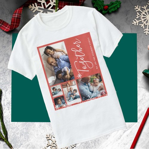 Photo collage family modern personalized Christmas T_Shirt