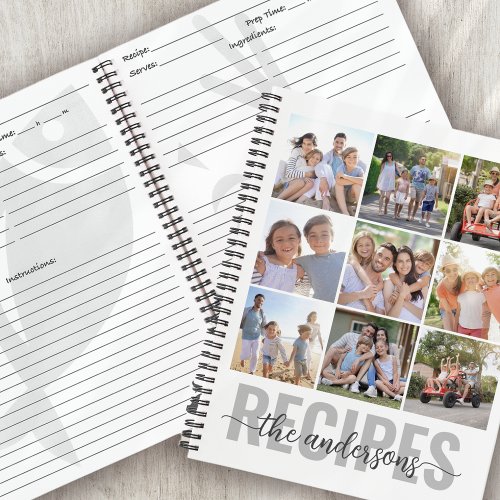 Photo Collage Family Monogram Recipe Book