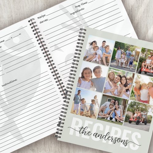 Photo Collage Family Monogram Recipe Book