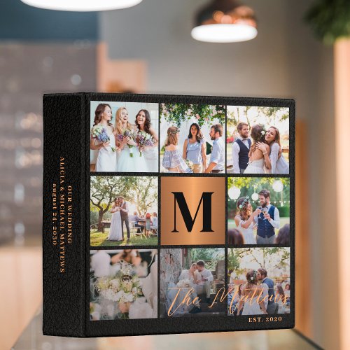 Photo collage family monogram wedding album 3 ring binder