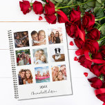 Photo collage family monogram white 2025 planner<br><div class="desc">Make your own unique family photo collage as a gift for your mom, wife or yourself. Use four, 9 of your favorite photos of your family, friends, dream travel destination or pet! Personalize and add a name and a year. The name is written with a modern hand lettered style script....</div>