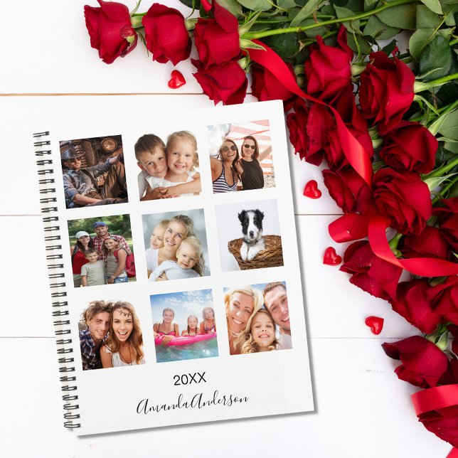 Photo collage family monogram white 2025 planner (Creator Uploaded)
