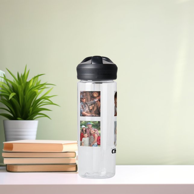 Photo collage family name water bottle (Creator Uploaded)