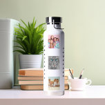 Photo collage family name water bottle<br><div class="desc">Personalize and add 9 photos of family,  friends,  pets.  Add your first name and family name black letters.</div>