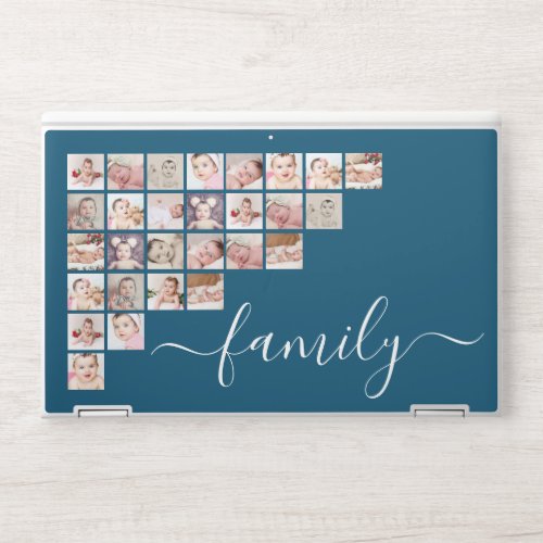 Photo Collage Family Personalized Custom blue HP Laptop Skin