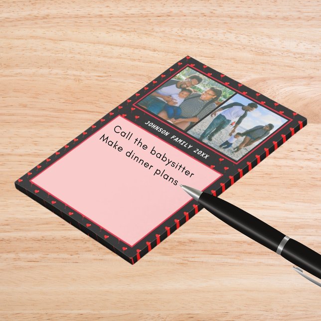 Photo Collage Family Personalized Red Heart & Name Post-it Notes (Photo Collage Family Personalized Red Heart & Name Post-it Notes)