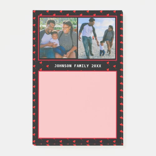 Photo Collage Family Personalized Red Heart  Name Post_it Notes