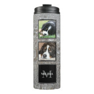 Photo collage family pets on ice frozen water thermal tumbler