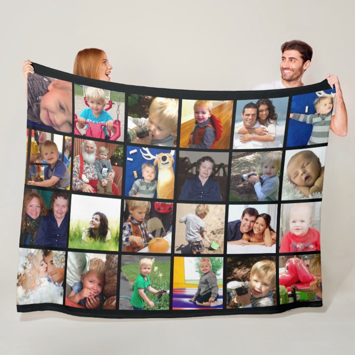 personalized fleece photo collage blanket