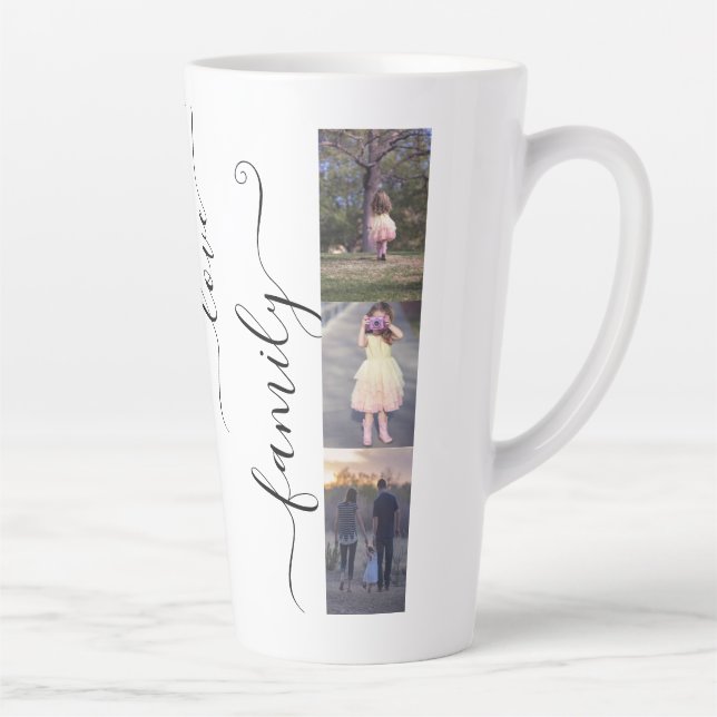 Photo Collage Family Photos Template Calligraphy Latte Mug (Right)
