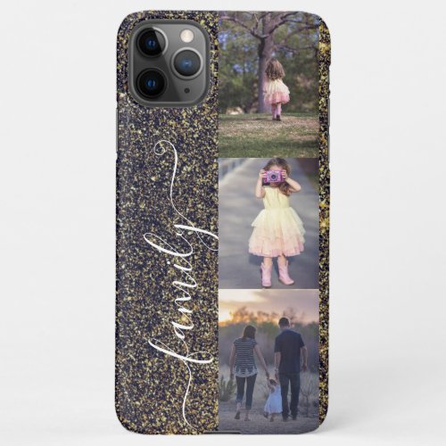 Photo Collage Family Photos Template Gold Black iPhone 11Pro Max Case