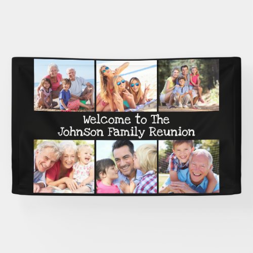 Photo Collage Family Reunion Personalized Black  Banner