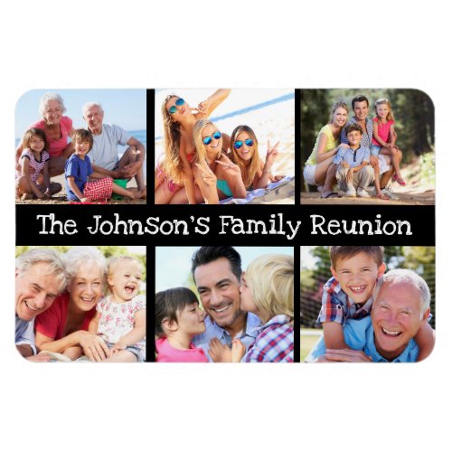 Photo Collage Family Reunion Personalized Black  Magnet