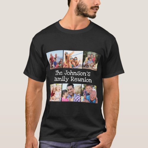 Photo Collage Family Reunion Personalized Black T_Shirt