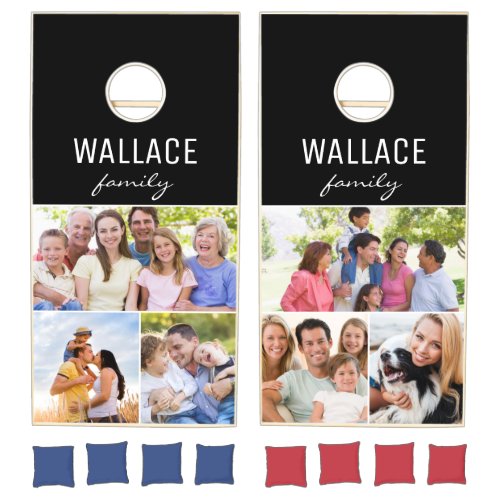 Photo Collage Family Reunion Personalized  Cornhole Set