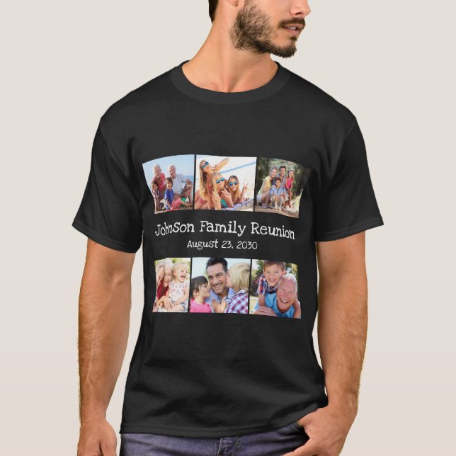 Photo Collage Family Reunion Personalized Date T-Shirt (Front)