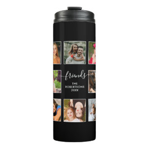 Photo Collage Family Script Black and White Therma Thermal Tumbler