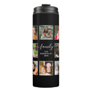 Photo Collage Family Script Black and White Thermal Tumbler