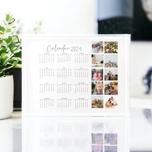 Photo collage family script text modern calendar  paperweight