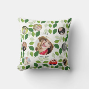 Photo Collage Family Tree Mom Gift Throw Pillow