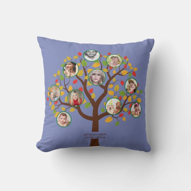 Photo Collage Family Tree Template Personalised Throw Pillow (Front)