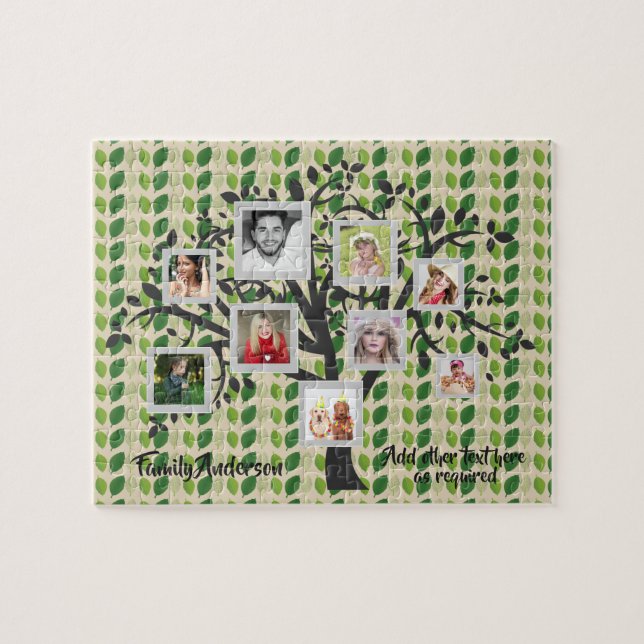 Photo Collage Family Tree Template Personalized 2 Jigsaw Puzzle (Horizontal)